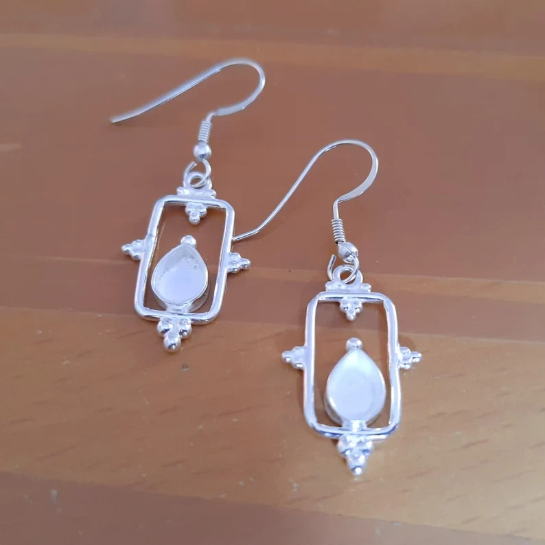 925 Sterling Silver 5x7mm Pear Hook Dangle Earrings Semi Mount DIY Jewelry