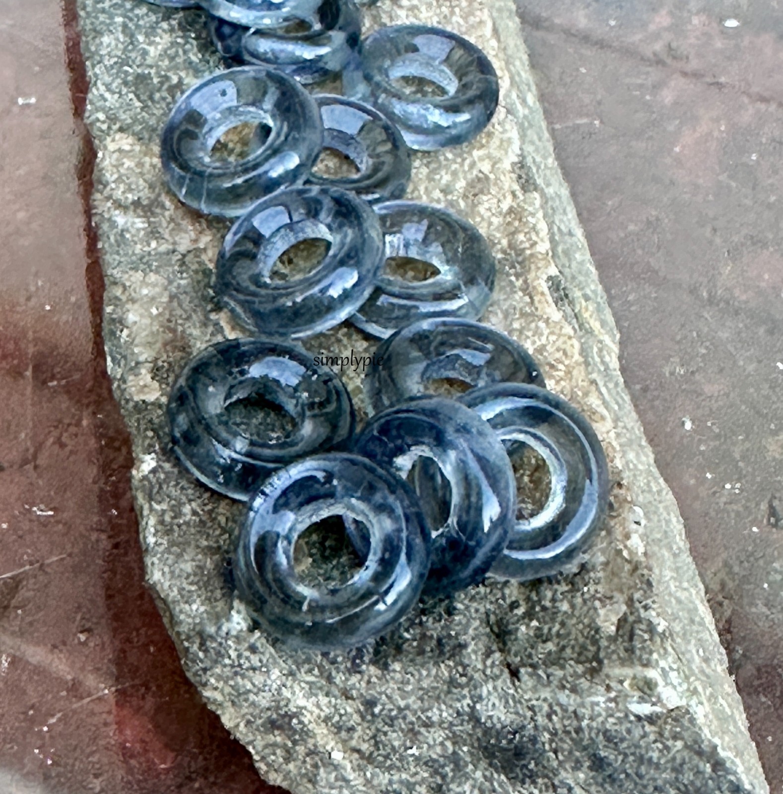 Gray Montana Donut Ring 9mm 20 Large Hole Rondelle Czech Glass Beads