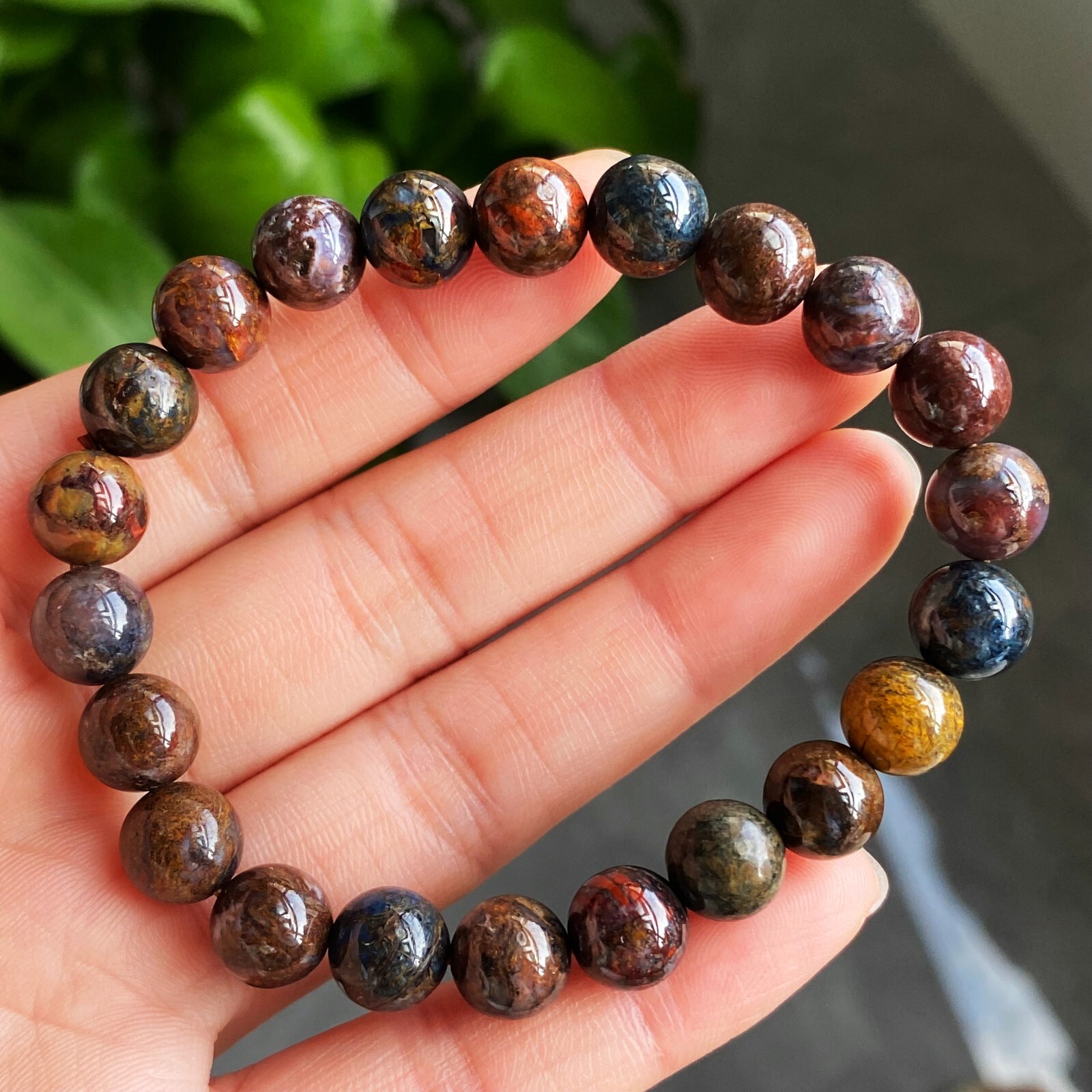 8.7mm Natural Color Pietersite Namibia Gemstone Beads Bracelet Z53