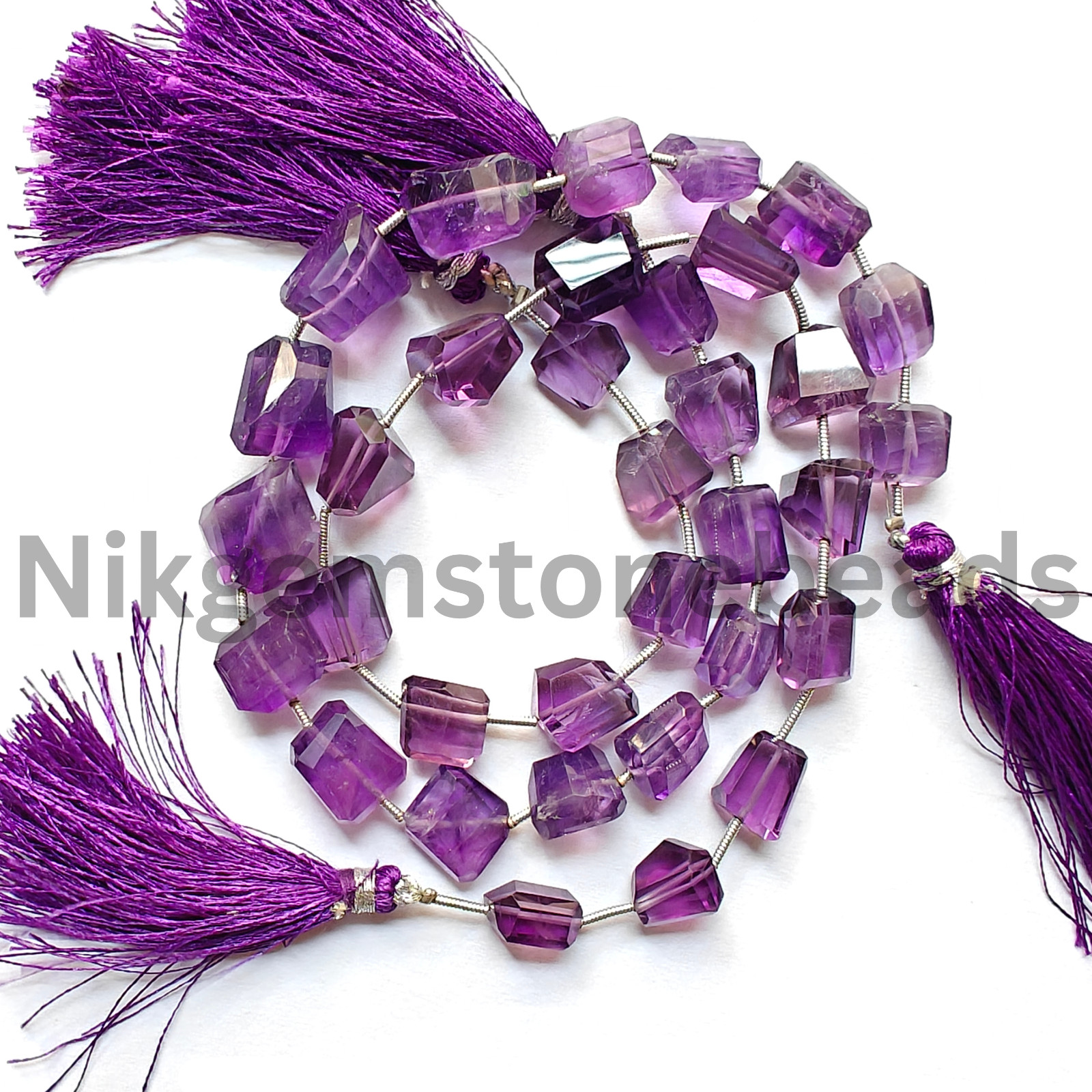 Natural Purple Amethyst Stone, Briolette Faceted Tumble Cut Beads, 8.75-11.00 MM