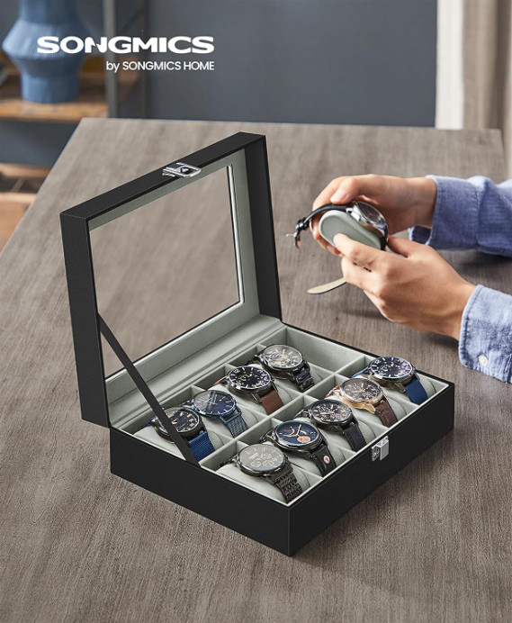10Slots Watch Box Display Case Organizer Watch travel Case Jewelry Box For Men
