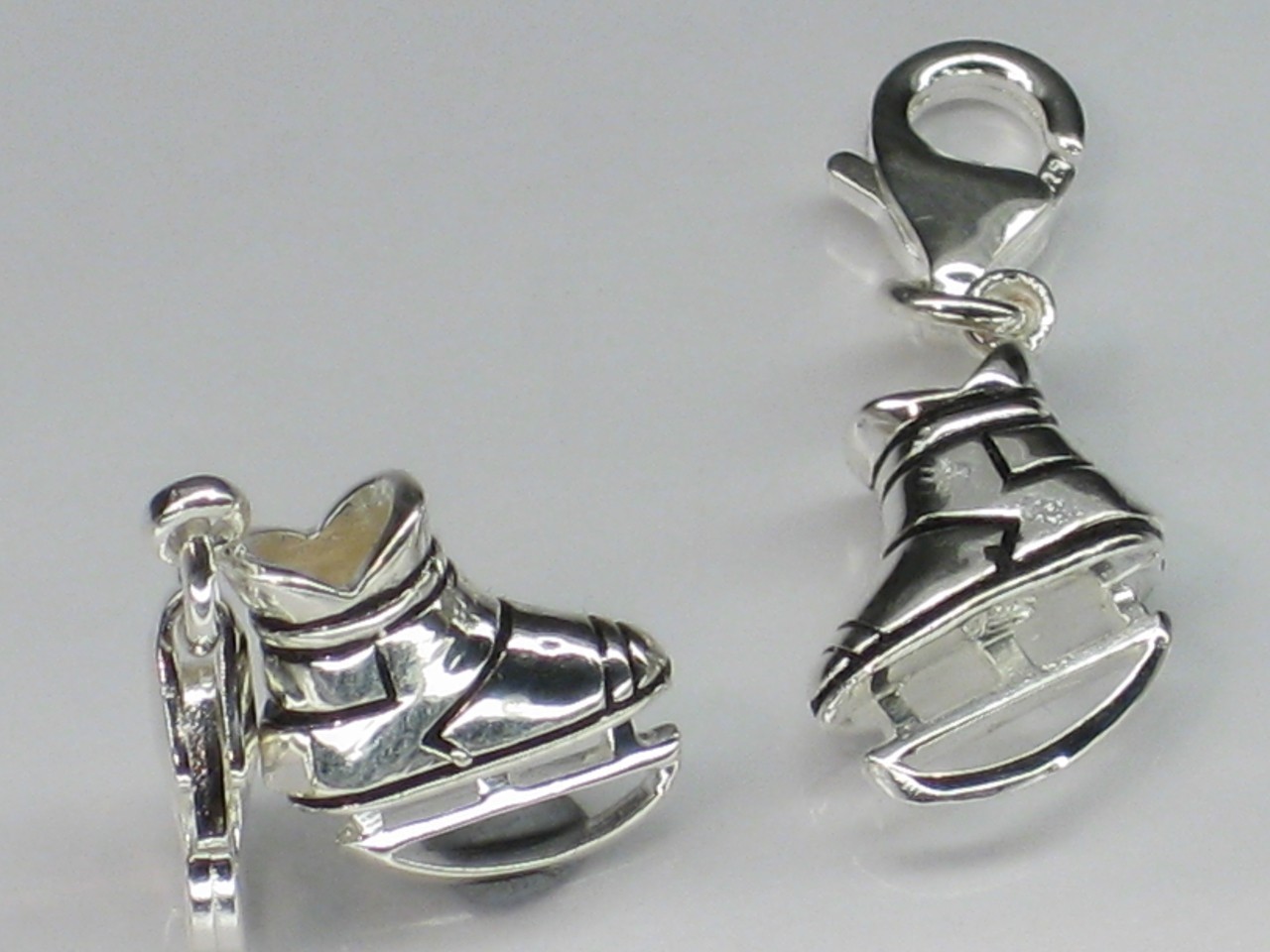 Ice Skate sterling silver clip charm .925 x 1 Skating charms THG80072.