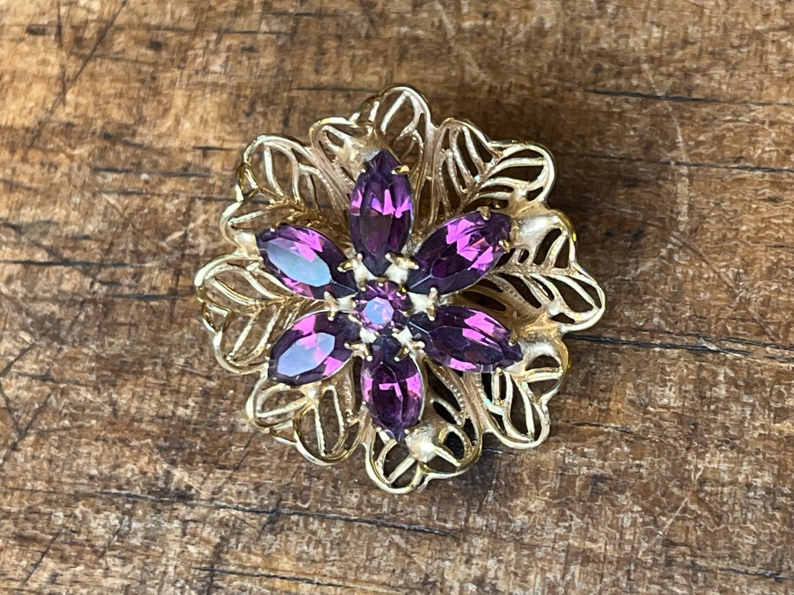 Vintage Flower Brooch Lot #2, 10 Pieces, Enamel, Metal, Rhinestone, Ceramic