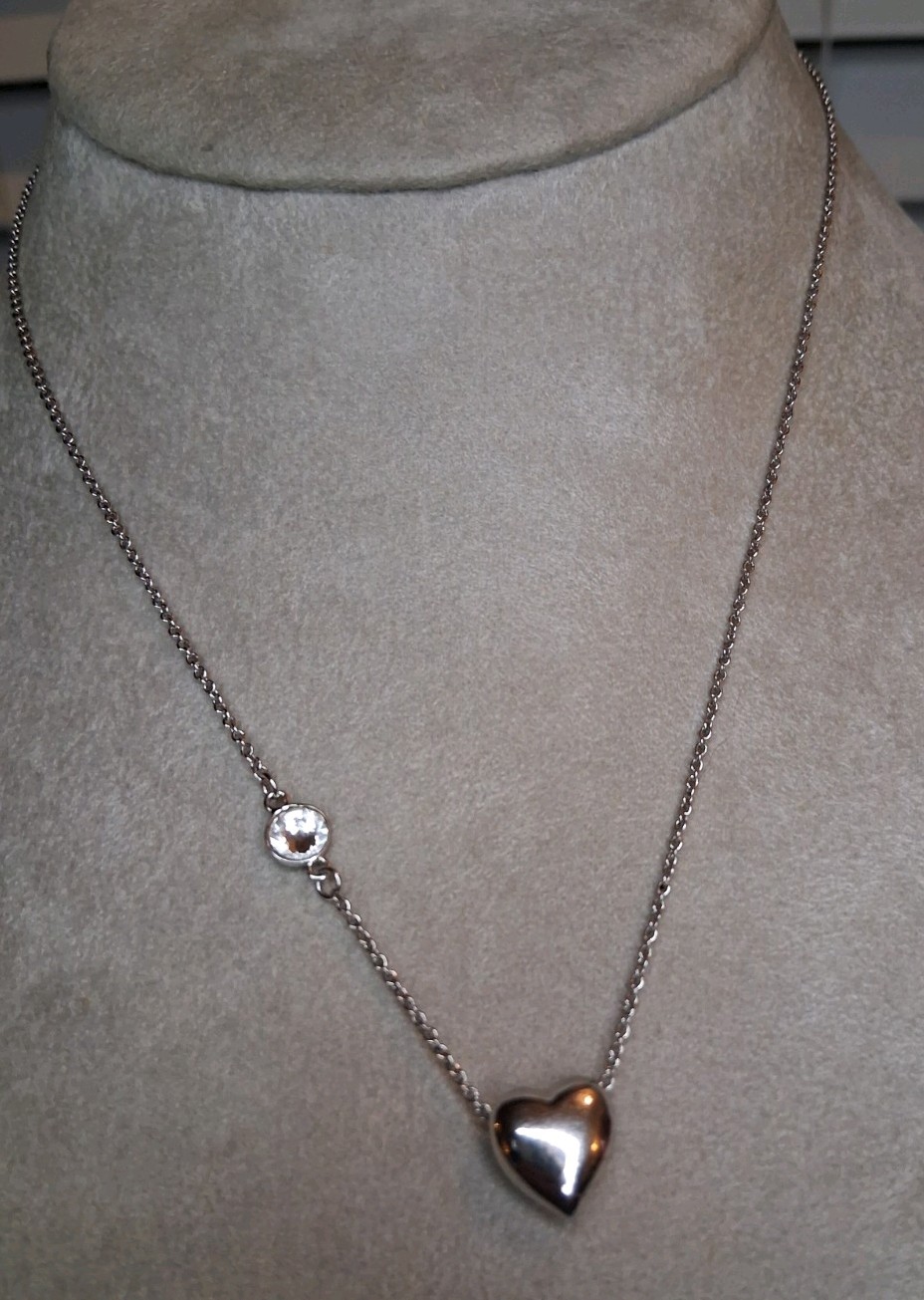 Alexa’s Angels Silver Tone Heart Slier Pendant With Cz Station 18 to 20″