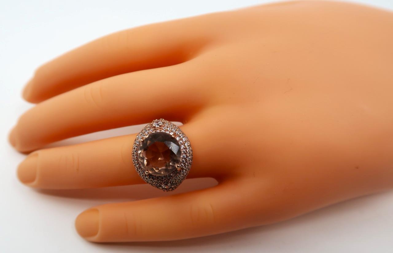 Fuzion Creation FZN Champagne CZ & Sterling Silver Statement Ring, Size 7 1/2