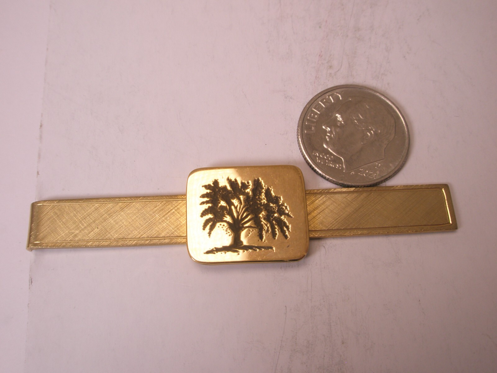 GE General Electric Gold Filled Tree of Life Vintage LARGE Tie Bar Clip