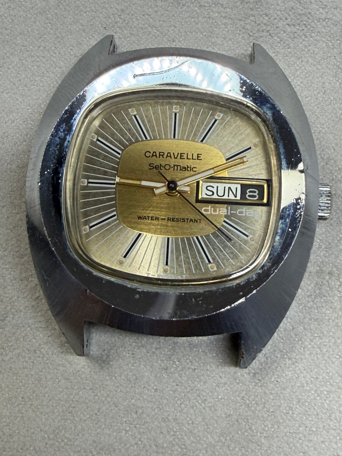 Caravelle watch Set-O-Matic Automatic 17J Swiss Day Date Men’s working 1970’s