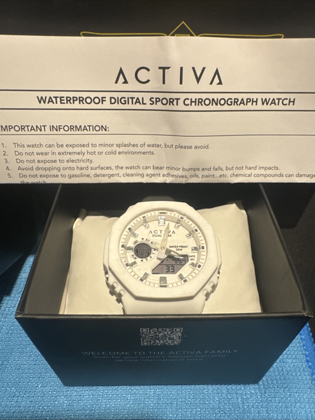Invicta Activa Sonar ACW423-001 White Sport Watch Dual Time 45.5mm New with Box