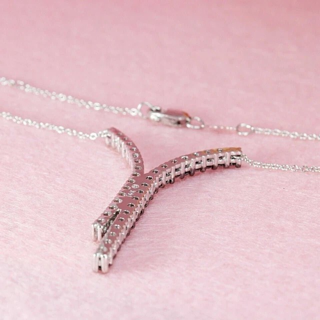 Women’s Charm Pendant 14K White Gold Plated Simulated Black And White Diamond