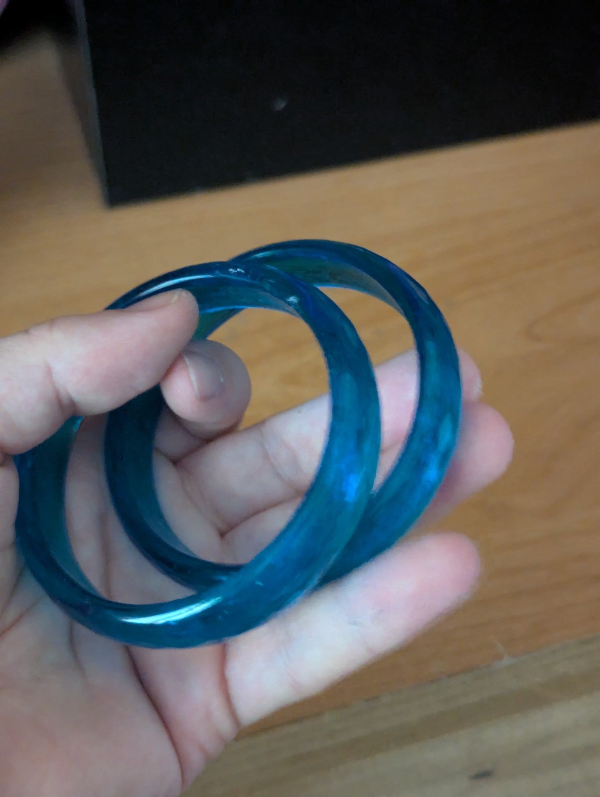 Blue Polished Hydroglass Topaz Bracelet Bangle 61mm (single one)