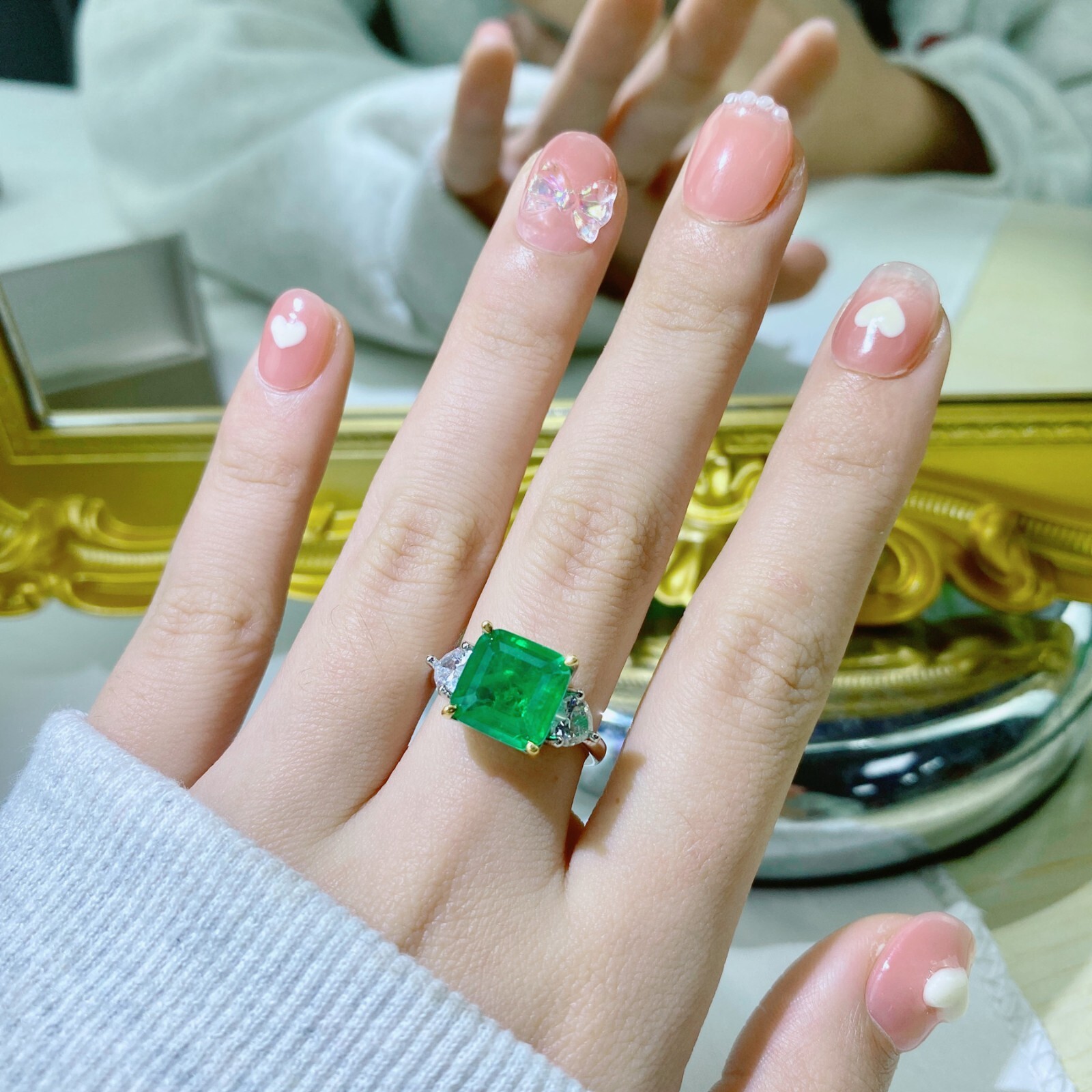 New 10mm Square Neon Green Citrine Topaz Gemstone Charm Women Silver Ring