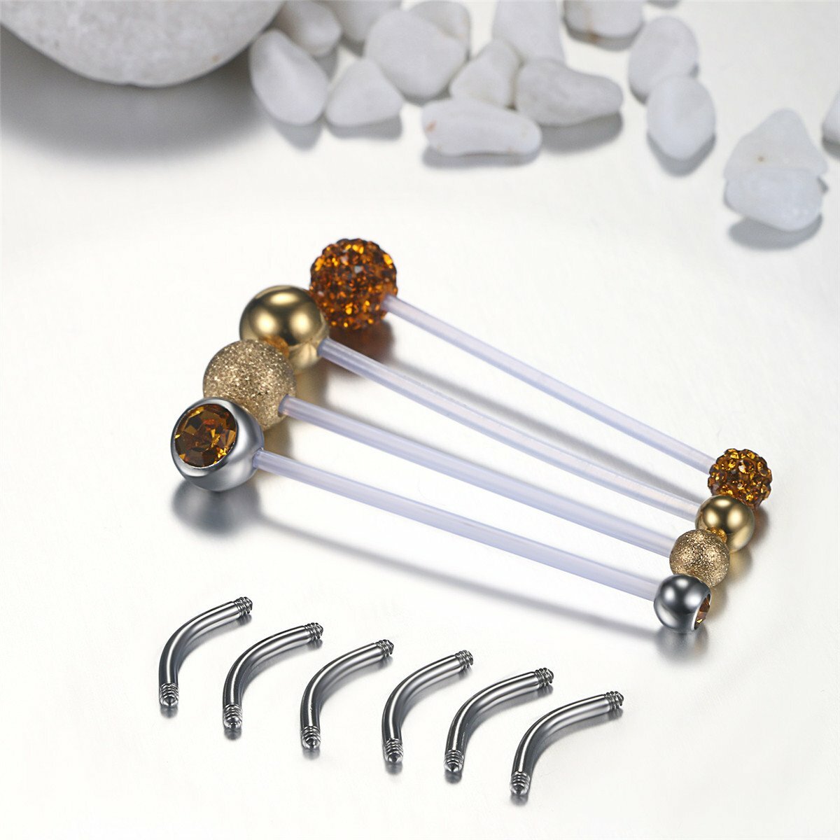 4Pcs 14G Pregnancy Belly Button Rings Sport Maternity Flexible Navel Belly Rings