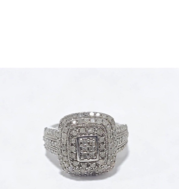 Natural Diamonds And 925 Silver Ring Size 7