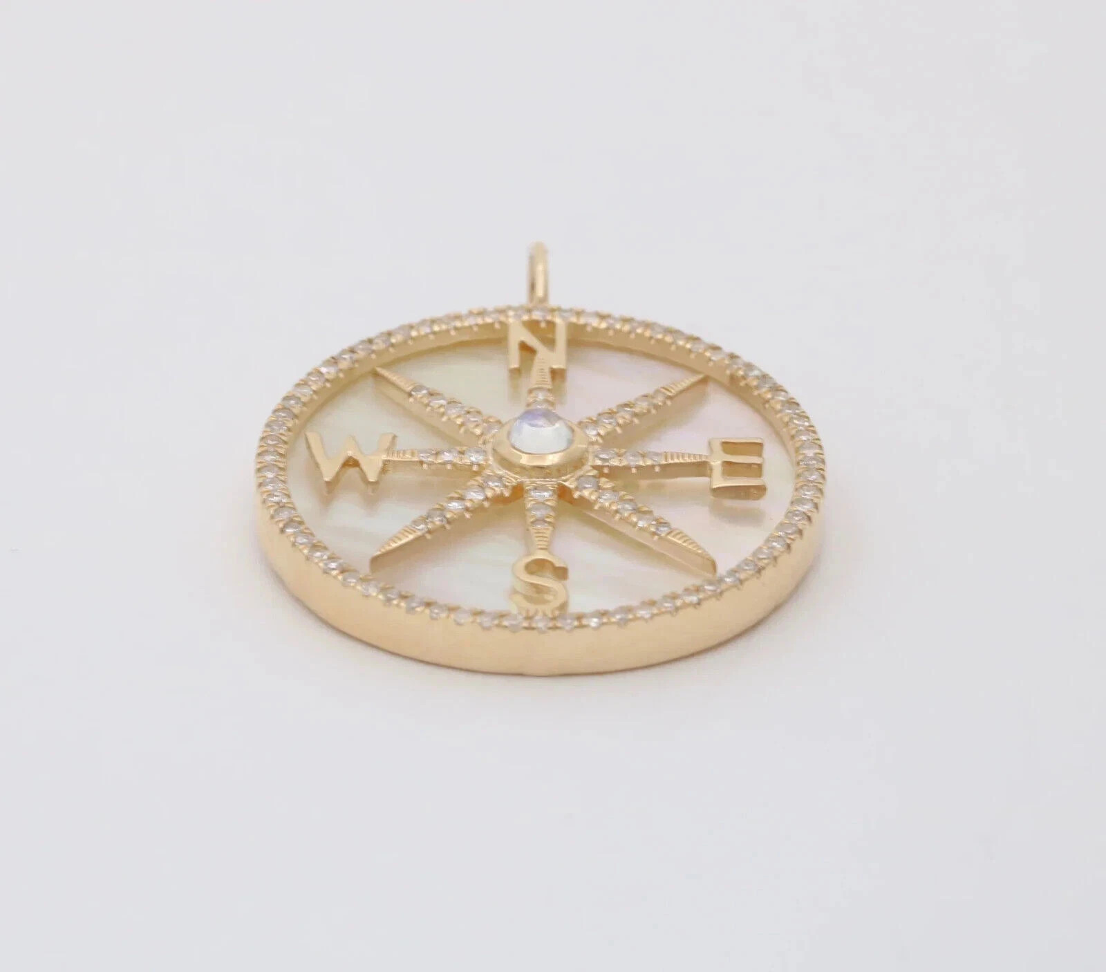 14k Yellow Gold Plated 1.00Ct Lab Created Diamond Women’s Compass Charm Pendant