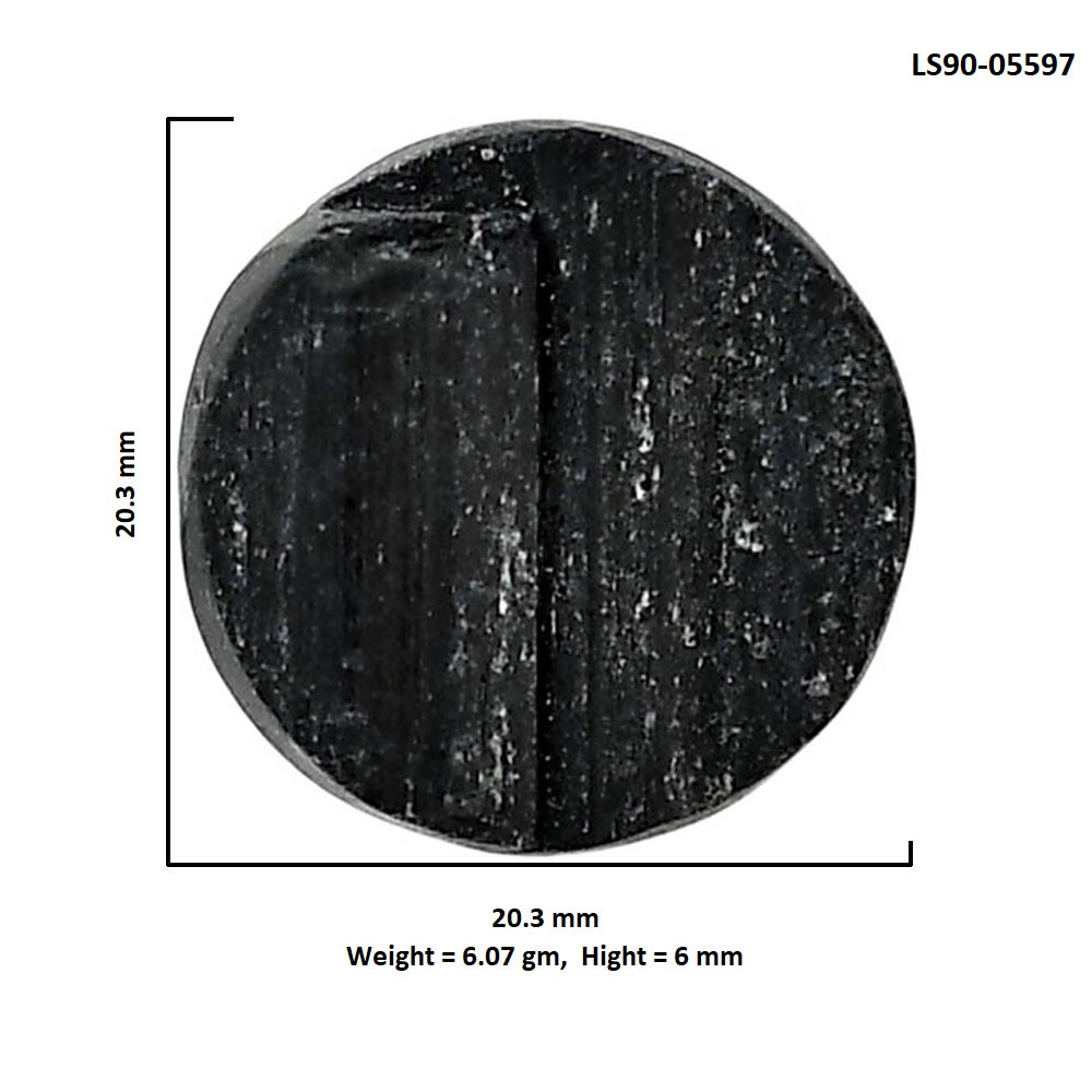 Black Tourmaline Rough 20.3×20.3×6 mm Round Shape Polished Gemstone LS90-05597