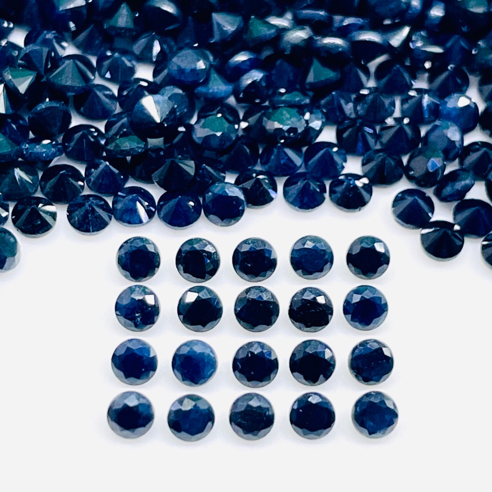 Natural Blue Sapphire 50 Pcs 2.5mm Round Diamond Cut Calibrated Loose Gemstones