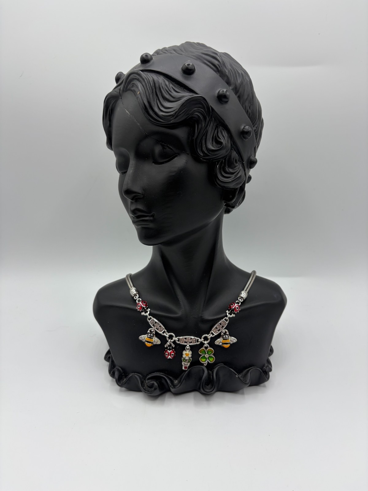 Retied Brighton Nature Charm Necklace Chocker with Ladybugs, Bees and Clover