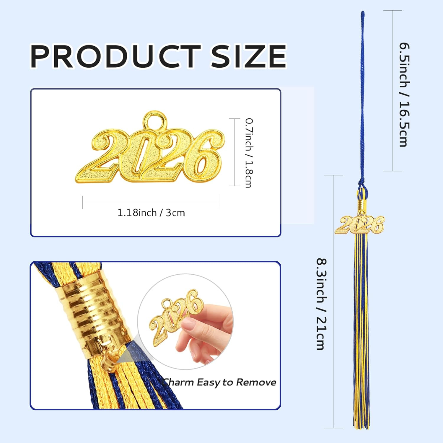 2026 Tassel Graduation, Blue and Gold Graduation Tassel, 2026 Tassel Charms for
