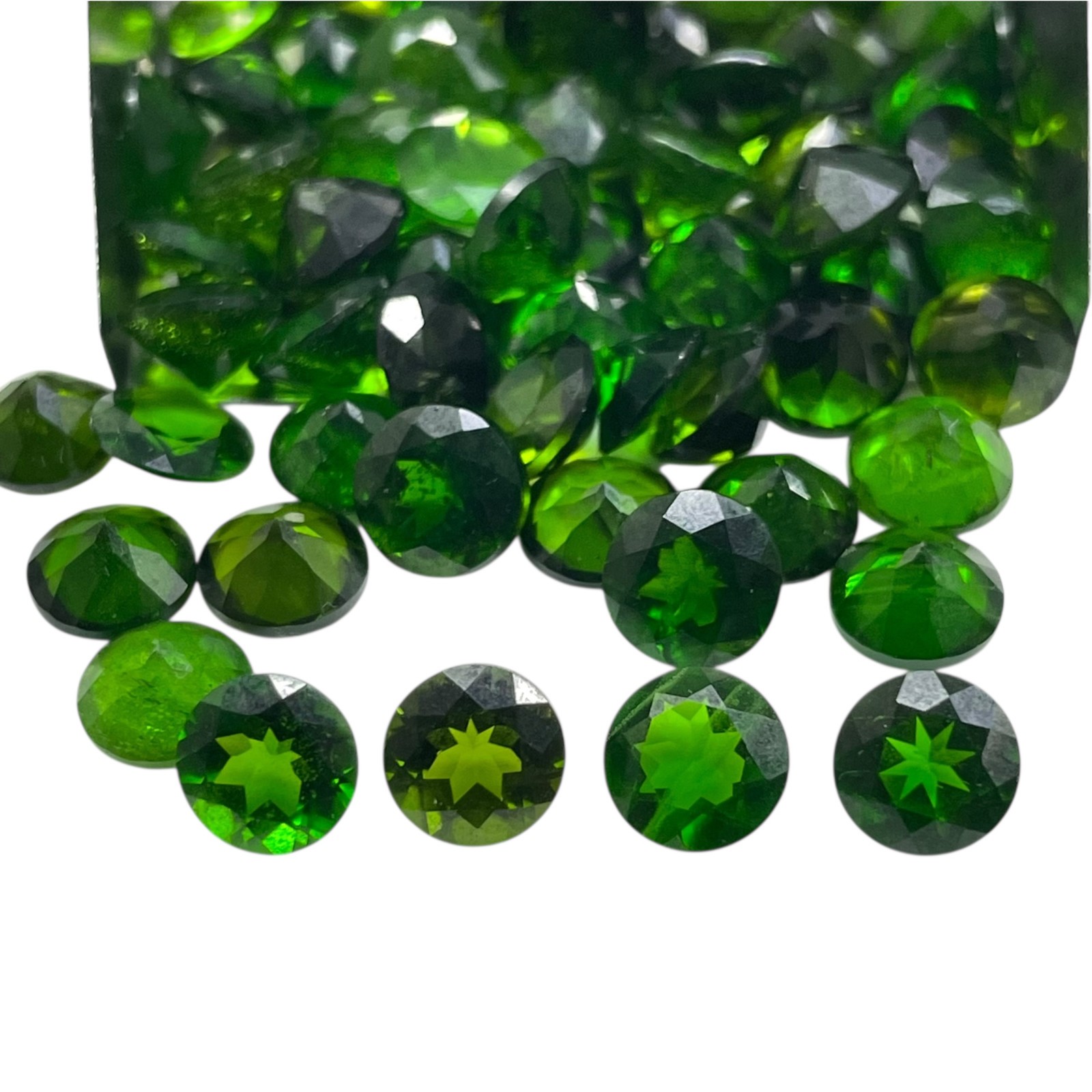 10 Pcs Natural Chrome Diopside 6mm Round Cut Vivid Green Loose Gemstones Lot