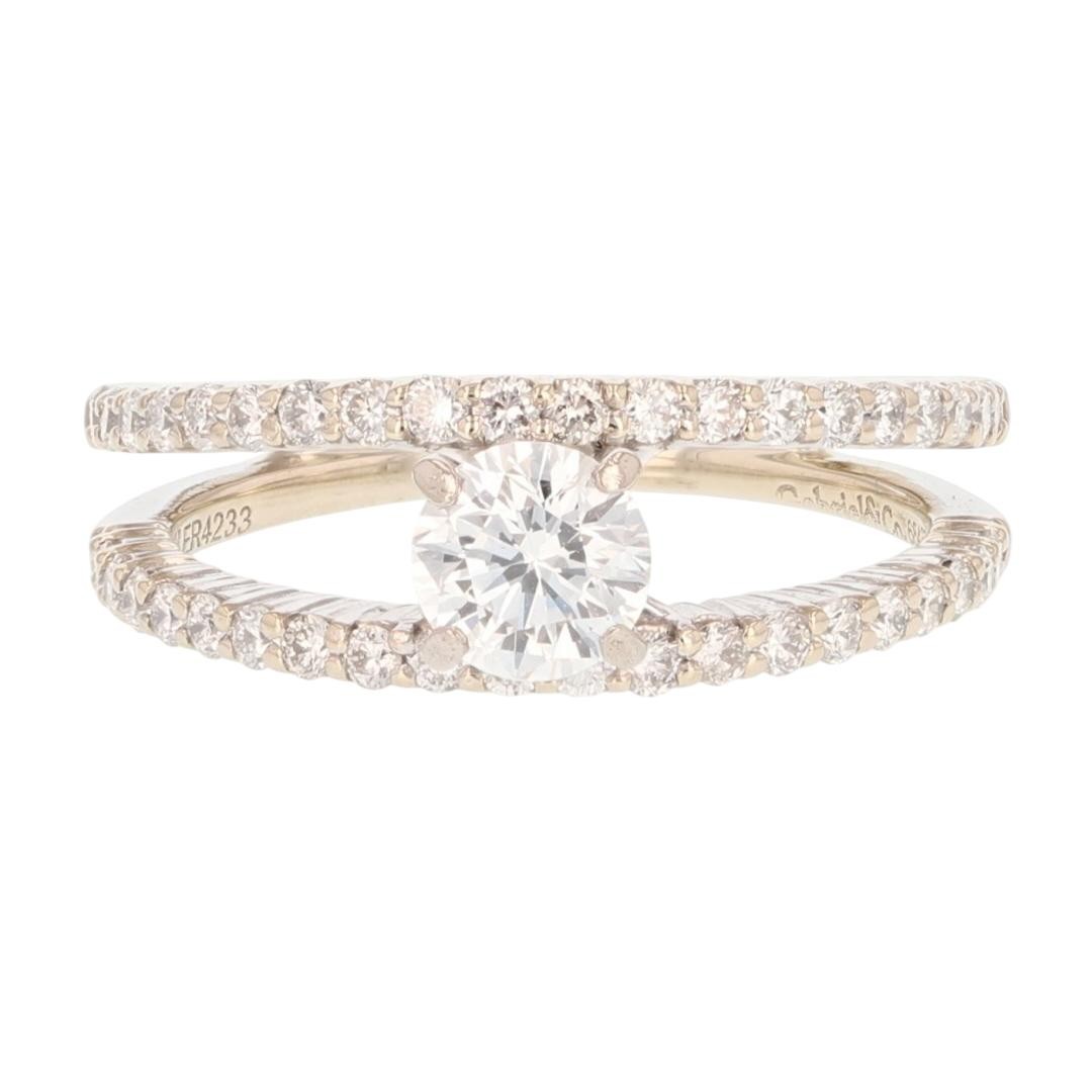 Gabriel & Co. .98ctw Diamond Split Shank Engagement Ring 14k White Gold Size 6.5