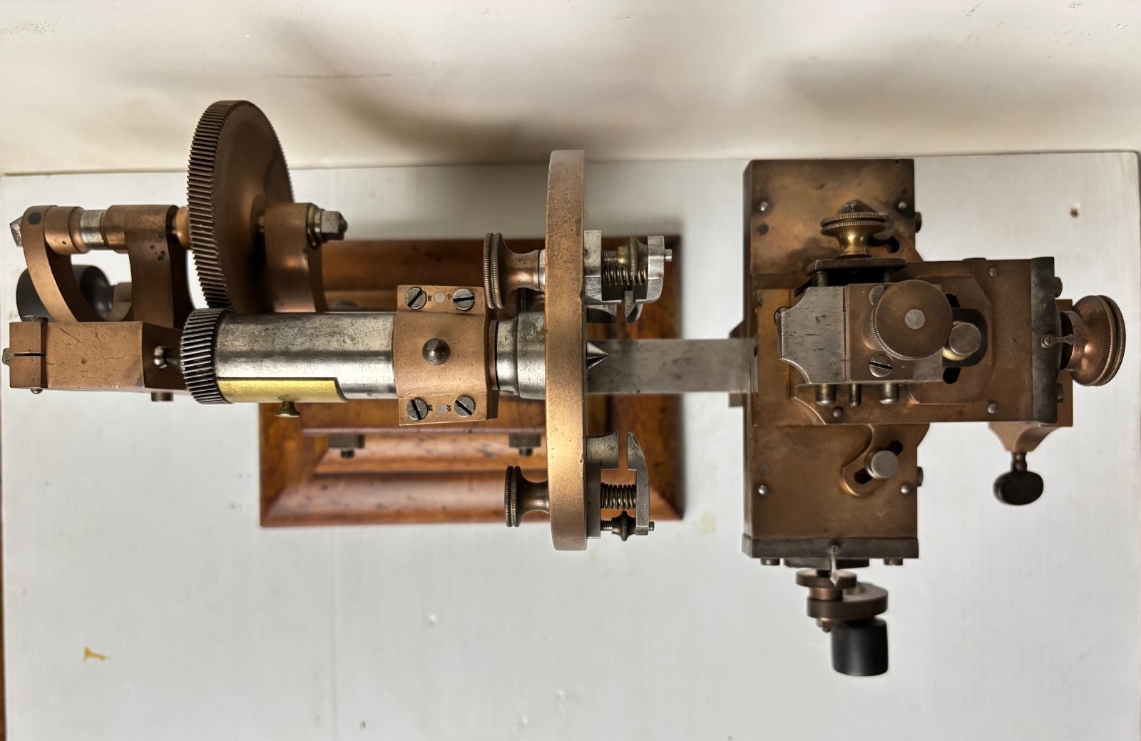 ANTIQUE BRASS AND STEEL WATCHMAKER HOROLOGY CLOCK MANDREL LATHE