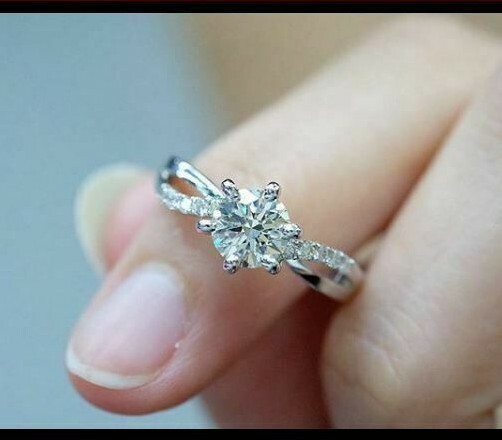 1.20Ct Round Simulated Diamond Twisted Engagement Ring In 14k White Gold Plated