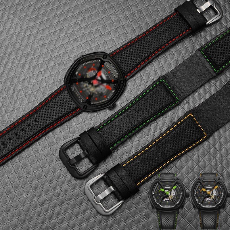Genuine Leather Watch Band Fit For Dietrich Suunto OTC-AO1 OT-3 Stitches Belt