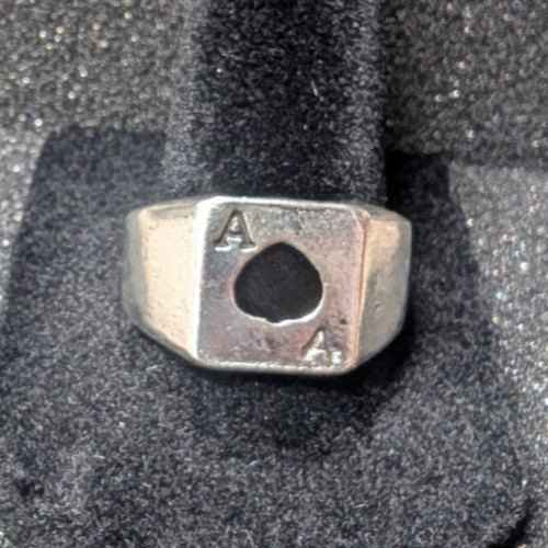 Silver Toned Ace Of Spades Ring – Size 9.5