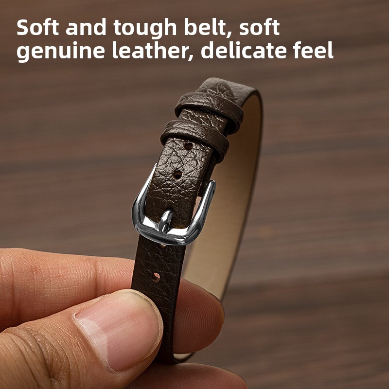 Quality Cowhide Genuine Leather Watch Strap Womens Single Pass Wristband 8 10mm