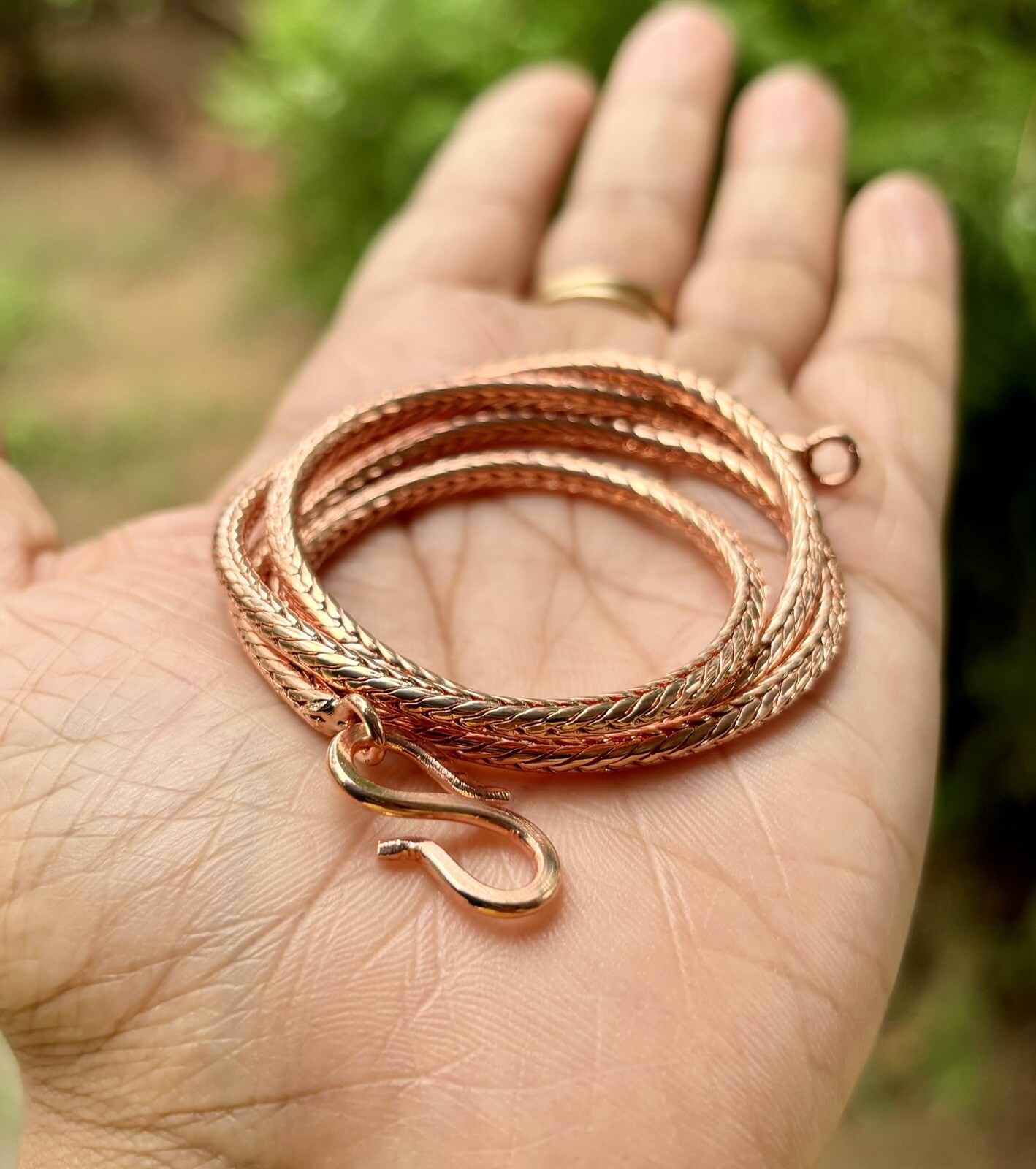 9 inch Pure Copper Hollow Foxtail Chain Anklet, Healing Copper Jewelry