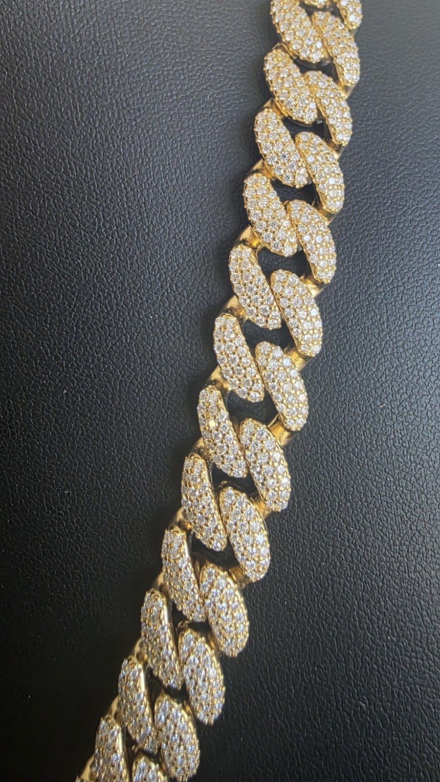 Iced Out Moissanite 12mm Miami Cuban COMBO Chain & Bracelet Gold over 925 Silver