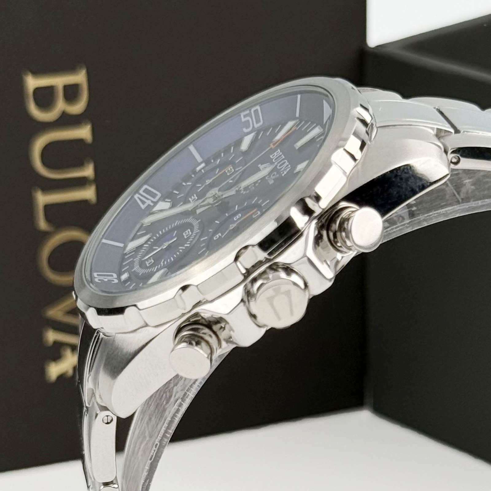 Bulova Marine Star 96B256 Chronograph Men’s Quartz Watch Blue Dial 43MM