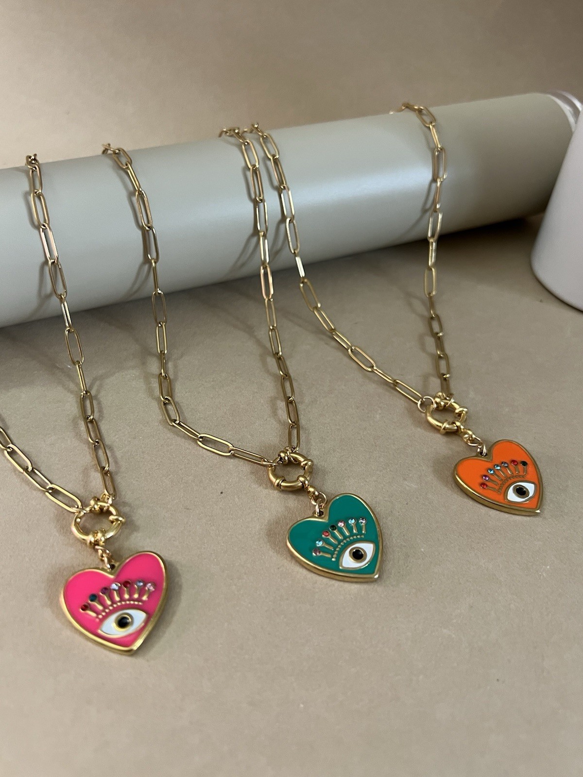 Heart Evil Eye Statement Chain Necklace – Elegant Protection Necklace