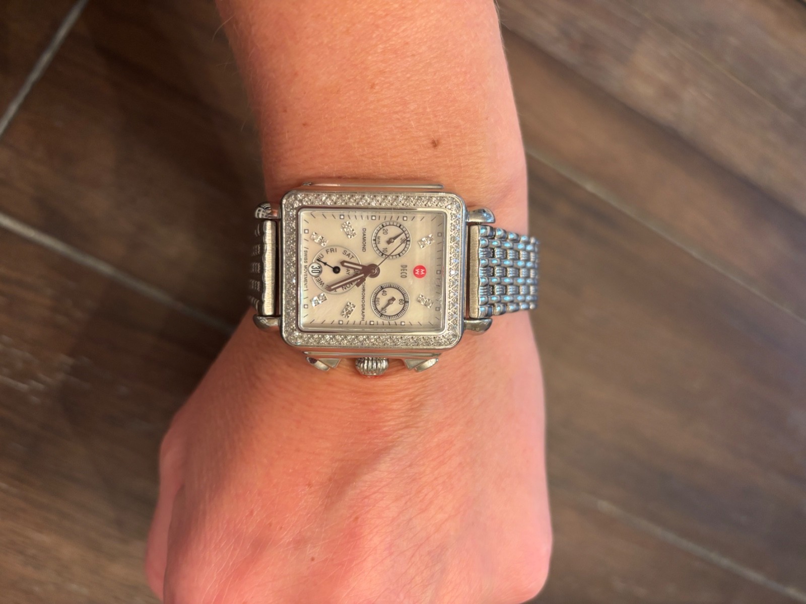 Michele Signature Deco MW06P01A1046 Stainless Steel Analog Women Wristwatch -…