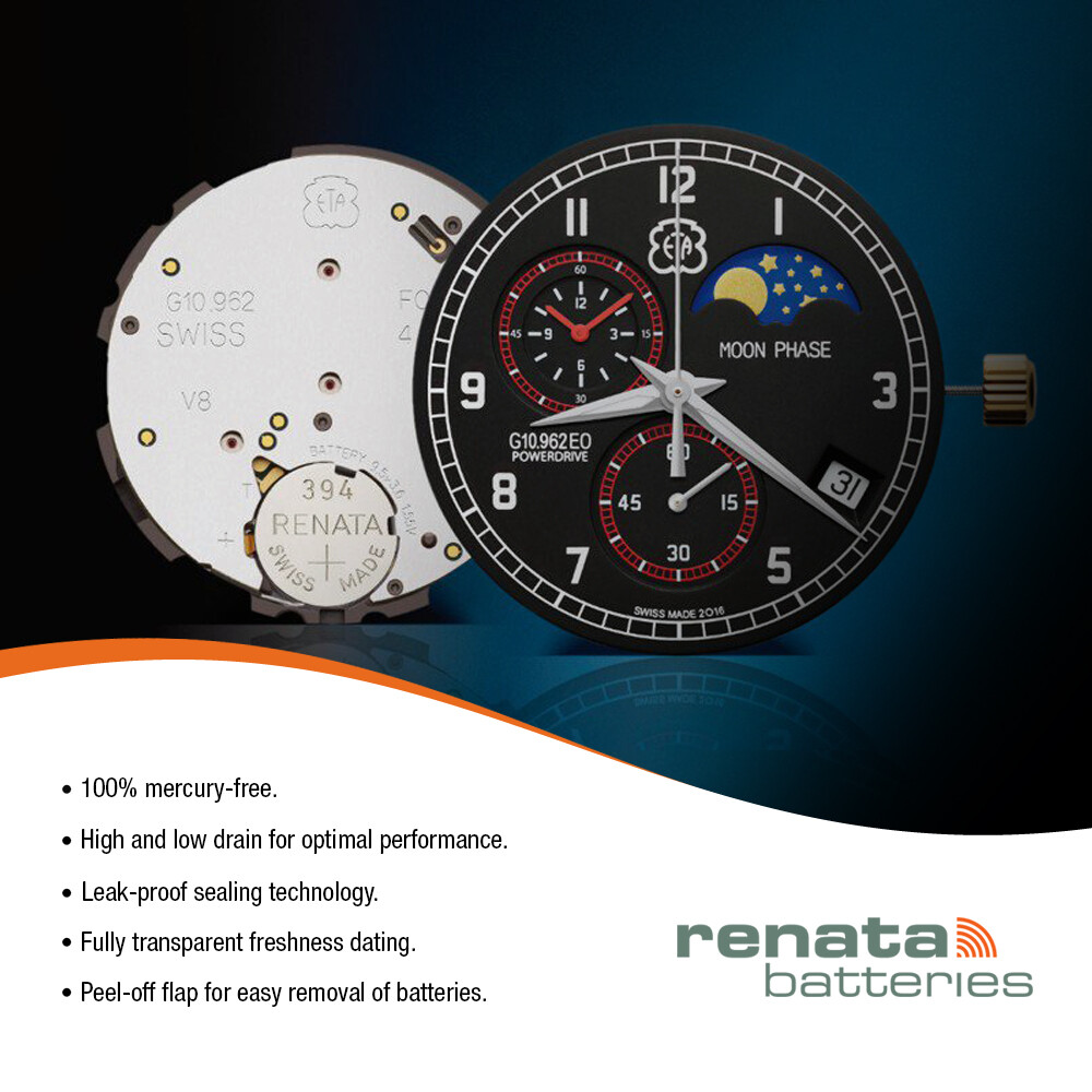 Renata 341 SR714SW 1.55V Silver Oxide Watch (100 Batteries) -Made in Switzerland