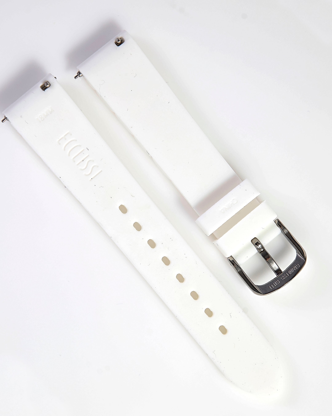 Ecclissi 18mm x 16mm White Rubber Strap original Buckle 23980