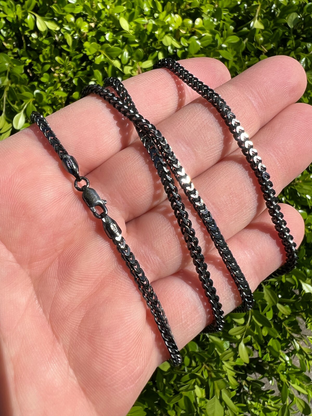 Franco Chain 2.5mm Necklace Black Oxidized Rhodium Over Real 925 Sterling Silver