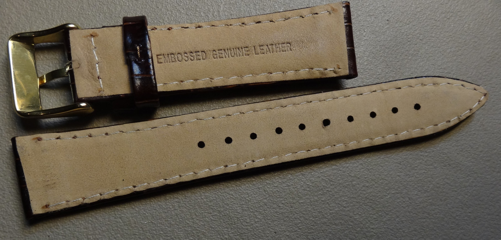 New LONG Length Timex Dark Brown Simulated Crocodile Grain 20mm Watch Band Strap