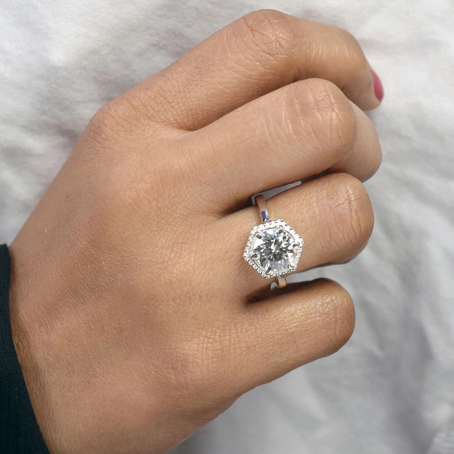 Certified 6.50 Cts. White Diamond Solitaire Ring In 925 Silver – Tariff Free