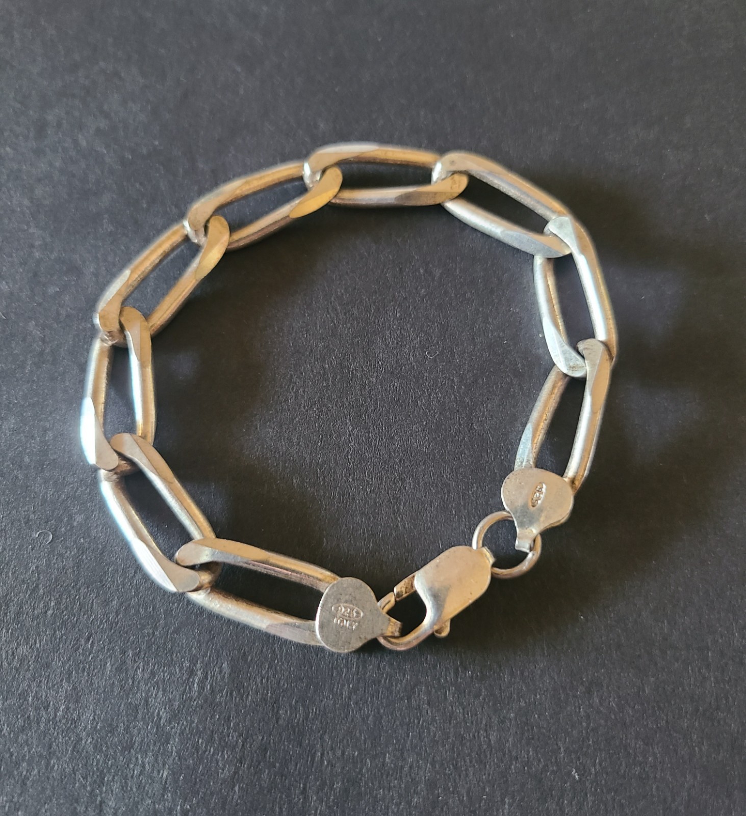 Vintage Italian Sterling Silver Figaro Link Bracelet Stamped 925 Italy 19 Grams