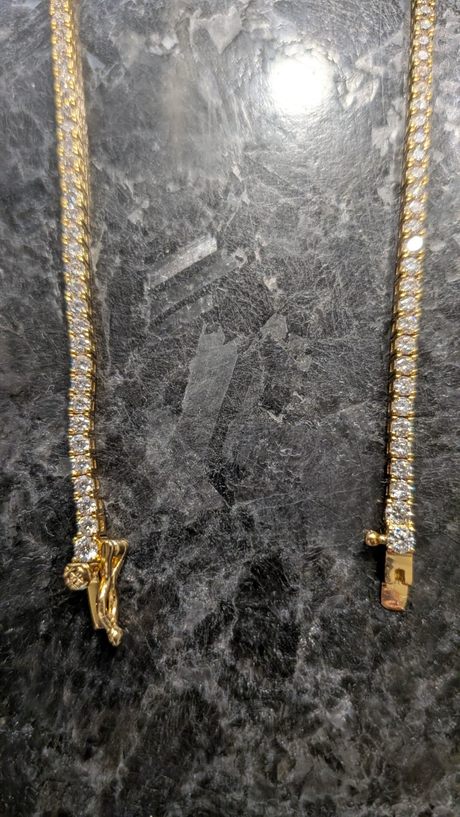 5ct Moissanite Tennis Necklace Yellow Gold Plated 2mm×18″