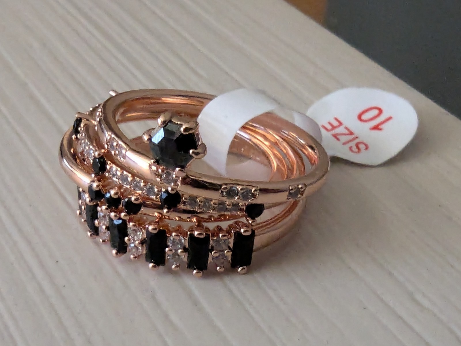Bomb Party Delicates Sz 10. RG68100. Joy In Quiet Company. Black Onyx. Rose Gold