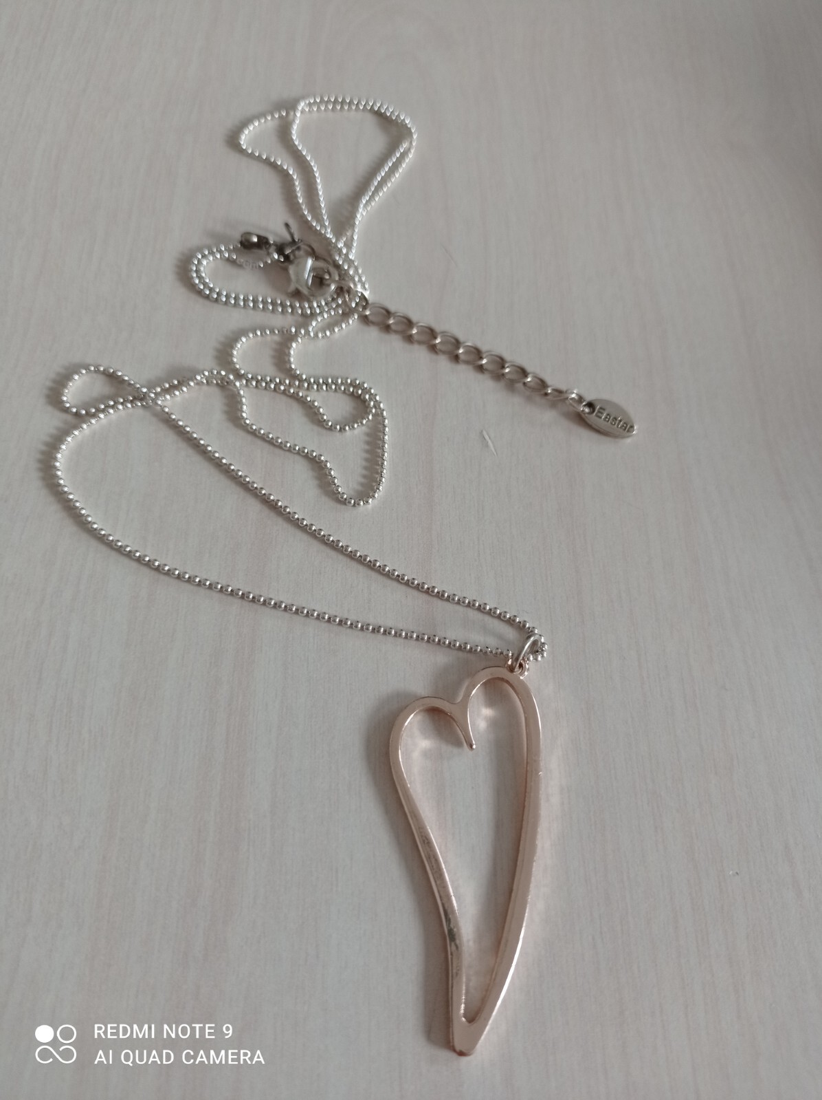 Retro Eastar Statement Heart Pendant Silver Tone Necklace- Valentine-92cm Long