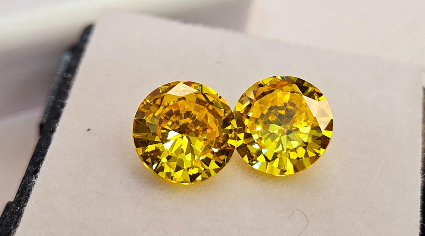 Yellow Zircon Round Cut 3+ Ct Pair For Earring Making Loose Gemstone