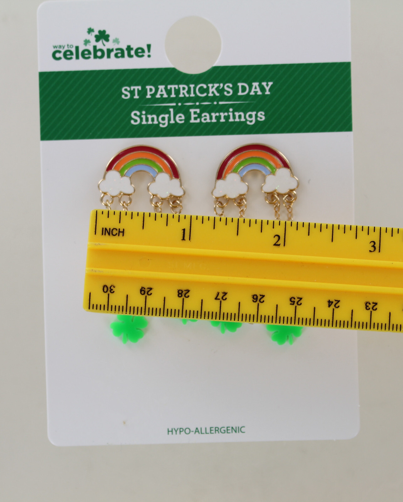 New Way To Celebrate! St. Patrick’s Day Earrings – Rainbow w/ Shamrocks & Pearls