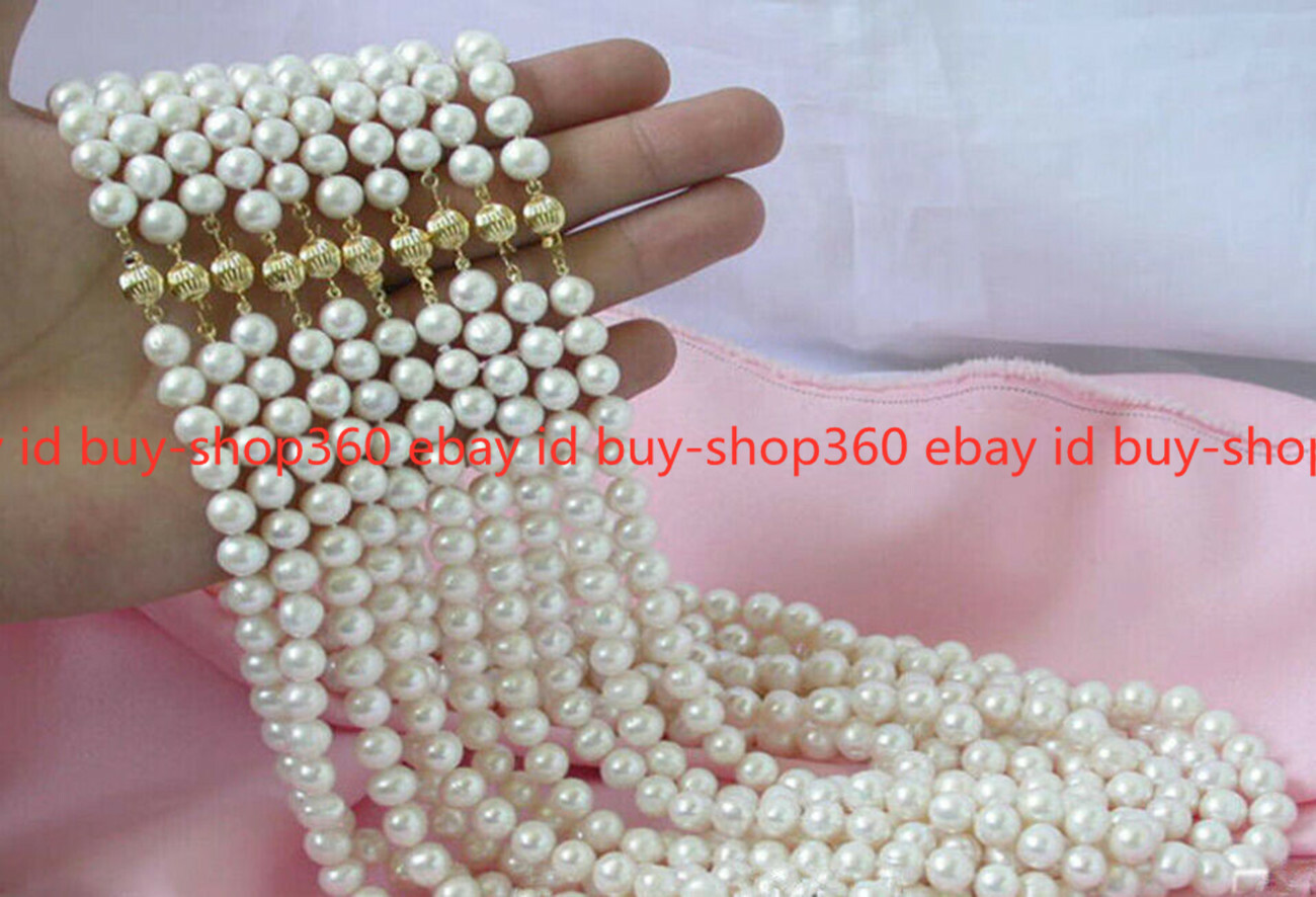 Wholesale 10 Strands 7-8MM White Akoya Cultured Pearl Necklace 18″ AA+