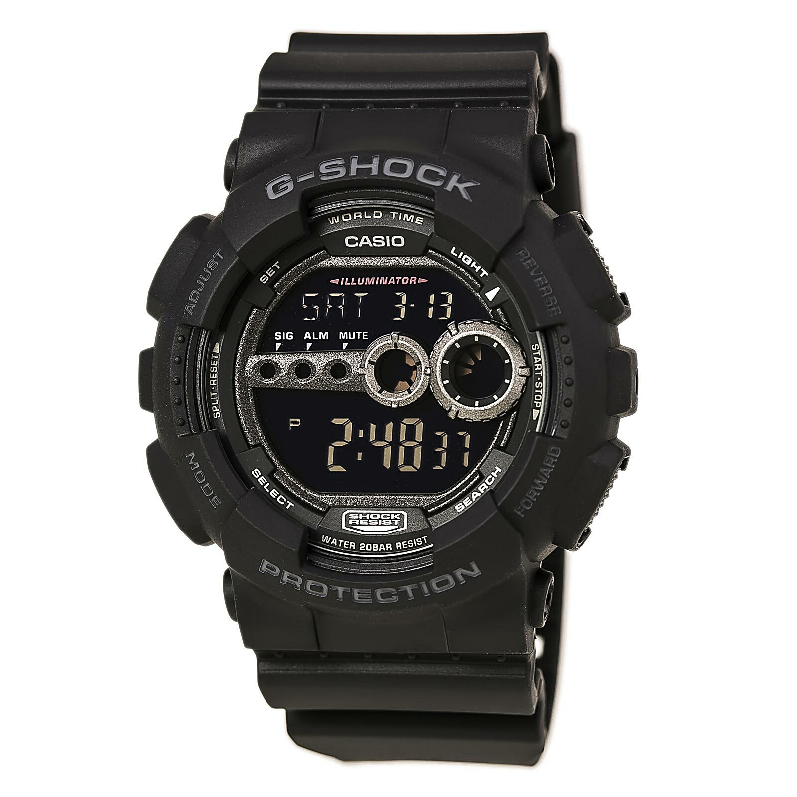 Casio Men’s Watch G-Shock X-large G World Timer Round Black Resin Strap GD100-1B