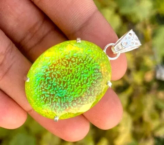105 Ct+ Natural Oval Monarch Fire Opal Doublet 925 Solid Silver Pendant Gemstone