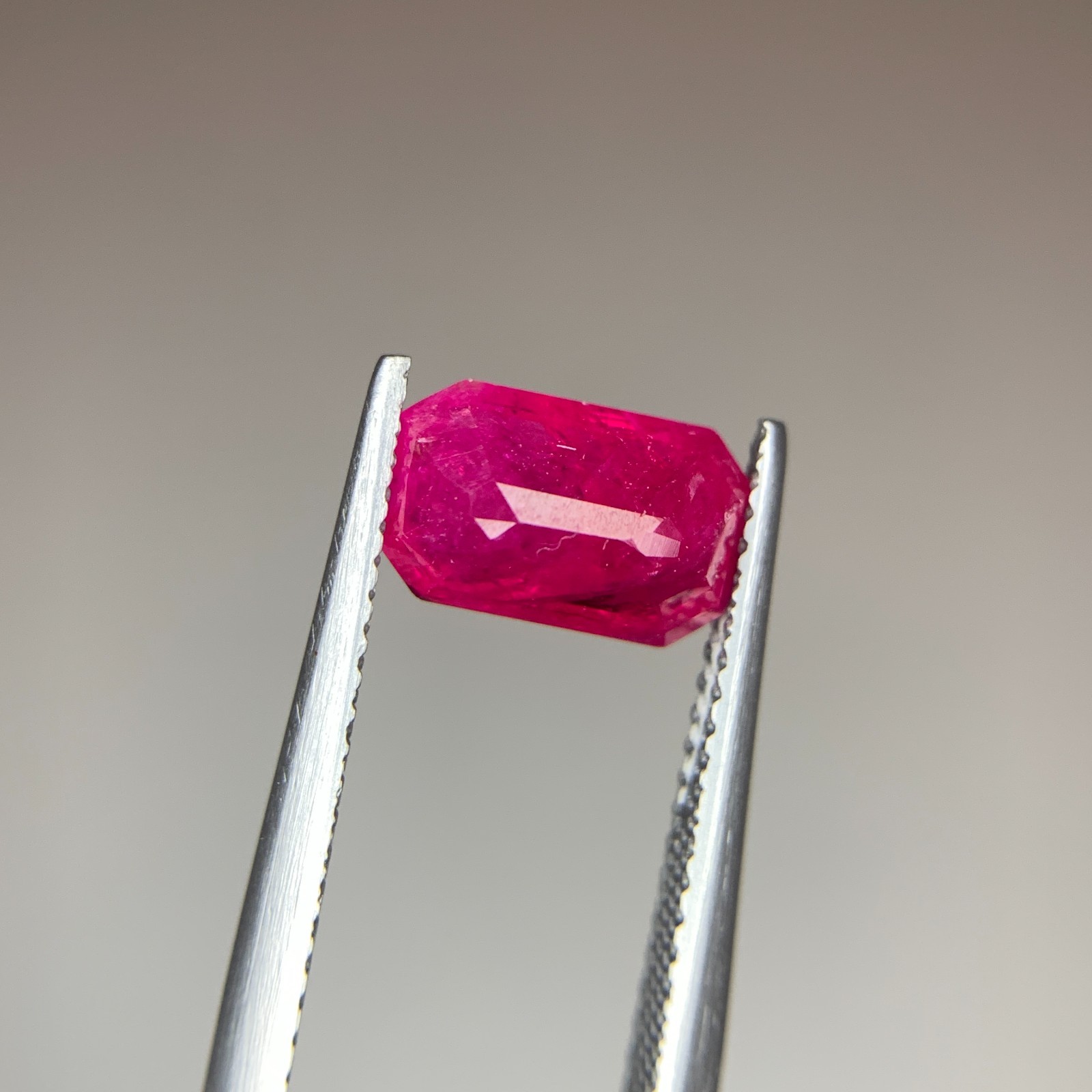 Natural Red Ruby Gemstone 2.56 Carat from Afghanistan Faceted Emerald Cut Loose