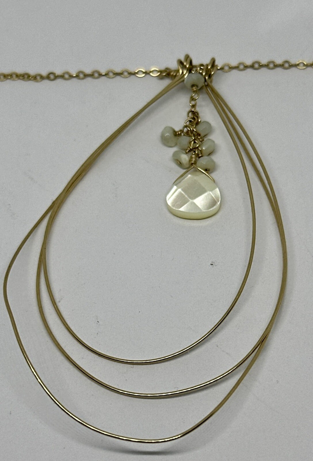 Gara Danielle 14K Gold Filled White Stone Wire Pendant 17″ Necklace